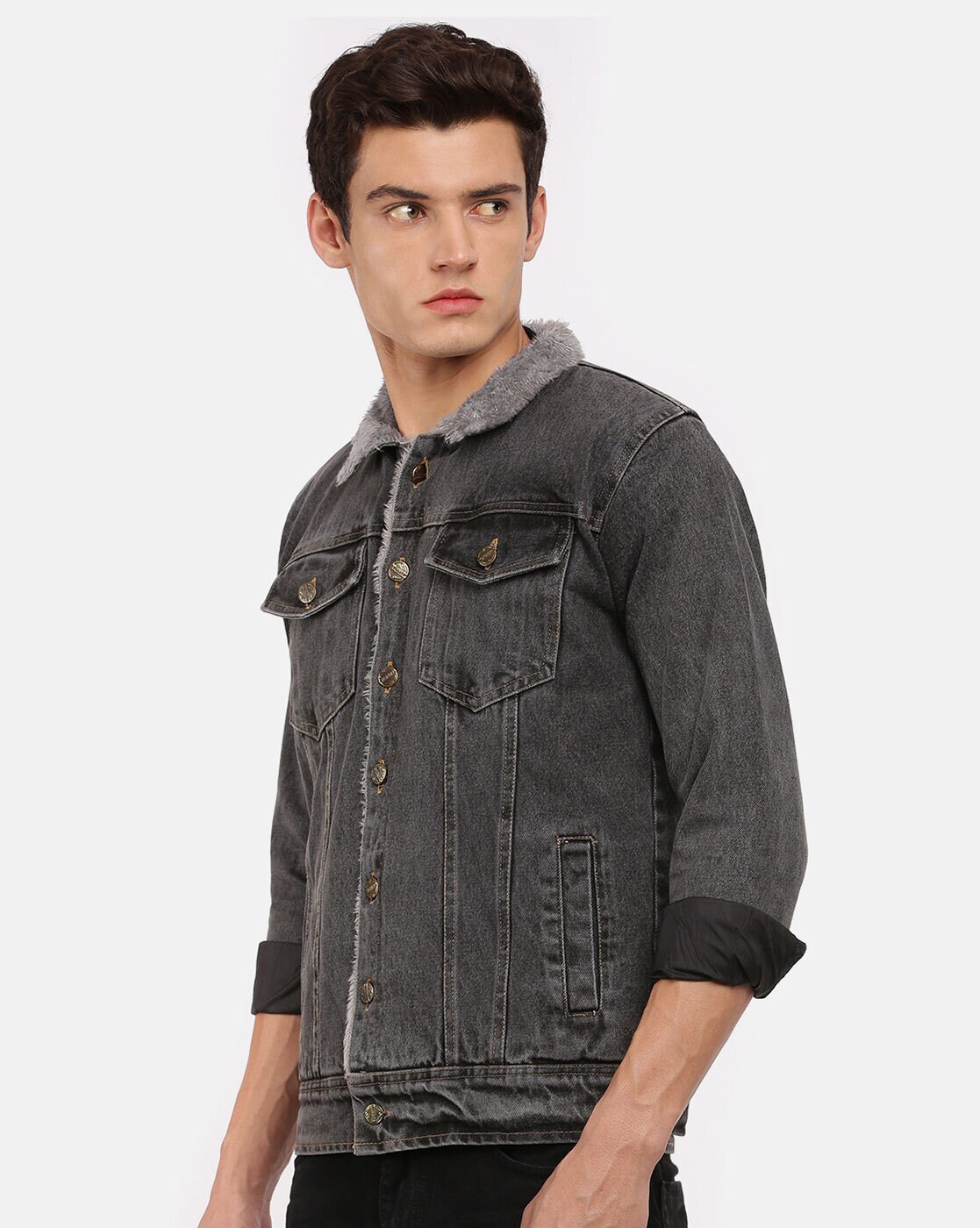 New Look Denim Jacket In Dark Gray Wash | Grey denim jacket mens, Grey  denim jacket, Denim jacket men