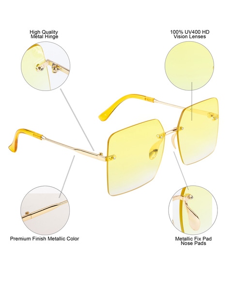 Buy AISLIN UV Protected Rim-Less Round Sunglasses - (Brown Lens, Gold-Brown  Frame, Medium Size