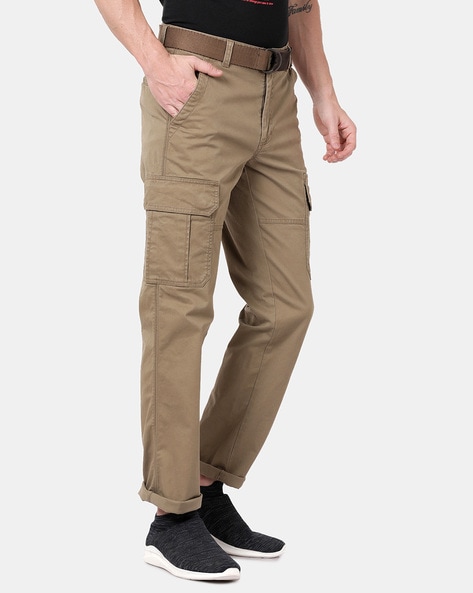 Buy Khaki Trousers & Pants for Men by T-Base Online