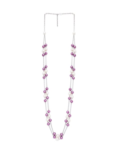 Buy Saraf RS Jewellery Silver Plated Amethyst Purple AD Long Single Line  Statement Pendant Jewellery Set online