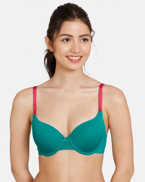 Buy Zivame Glitter Straps Padded Non Wired 3/4th Coverage T-Shirt Bra -  Black at Rs.779 online