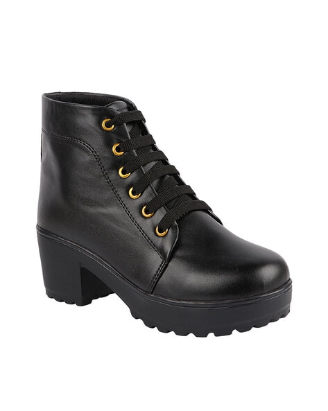 Girls black clearance lace up boots