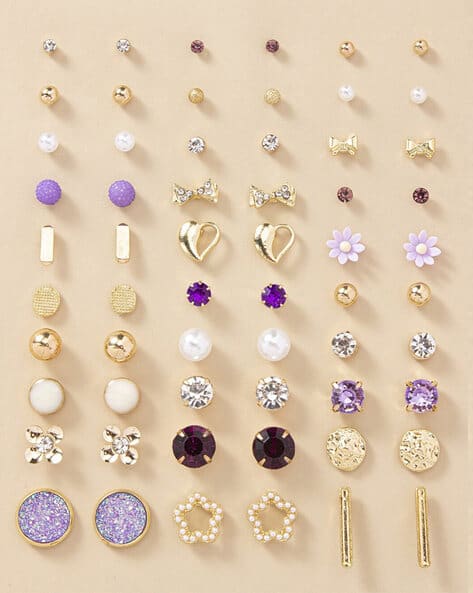 Jewels galaxy Set Of 30 Gold Plated Studs