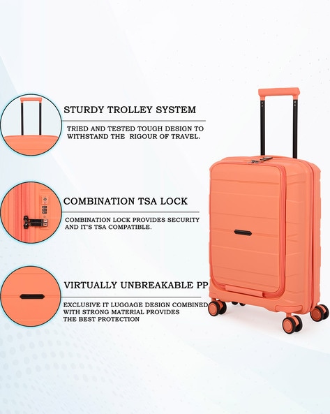 Multicolor Polycarbonate Mirage 8 Wheel Printed 360 Rotation Luggage  Strolly Bag, Size: 80*55*35cm