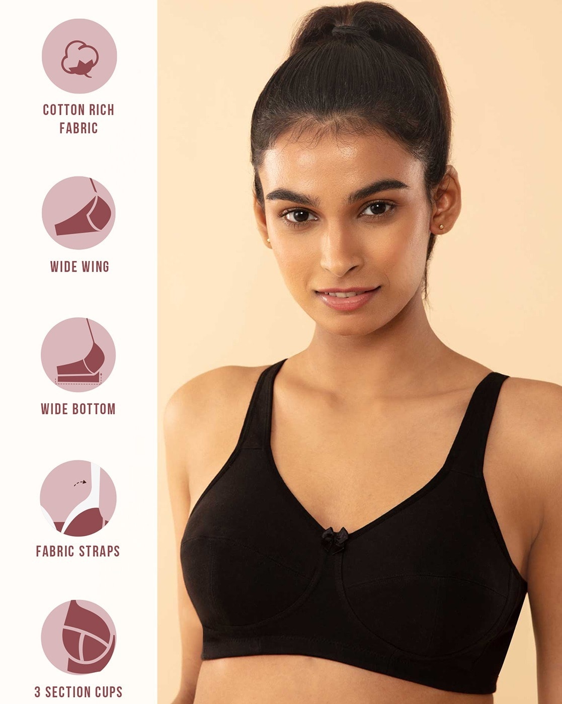 Zivame Beautiful Basics Double Layered Non Wired Non Padded Full Coverage  Backless Bra - Black
