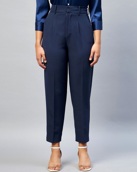 Buy Navy Trousers & Pants for Women by Delan Online