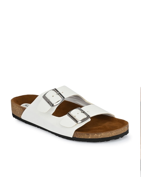 White sandals hot sale with buckle