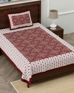 uniqchoice Geometric Print Single Size Bedsheet with Pillow Cover-picture-43