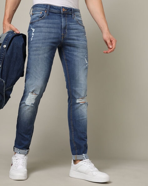 JACK & JONES Blue Distressed Ben Skinny Fit Jeans [36/34] in Bangalore at  best price by Vero Moda Jack Jones - Justdial