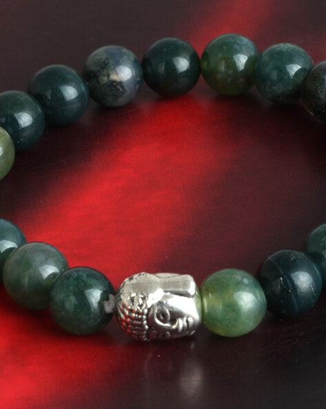 Morchic Green Epidote Natural Gemstone Mens Stretch Bracelet, Genuine  Energy Stone Semi Precious 10mm Beads Classic Simple Design Birthday Gift 8  Inch