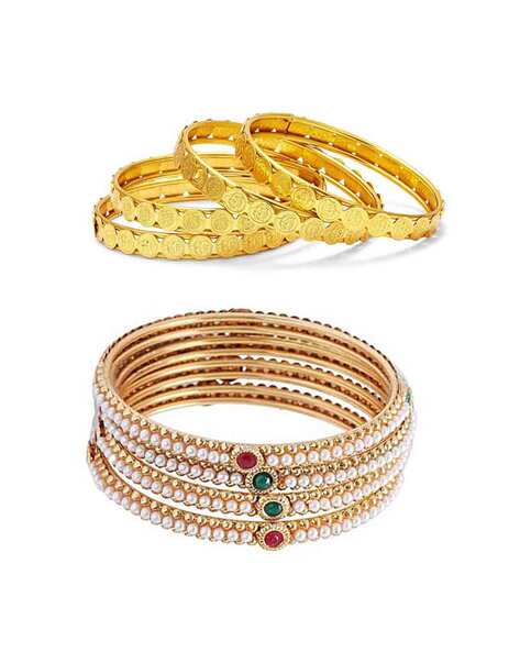 Zeneme Set of 8 Gold-Plated Bangles