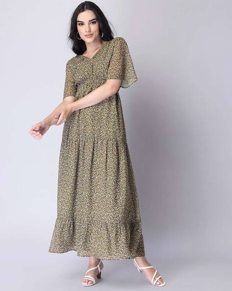 Buy Olive Dresses for Women by FABALLEY Online | Ajio.com