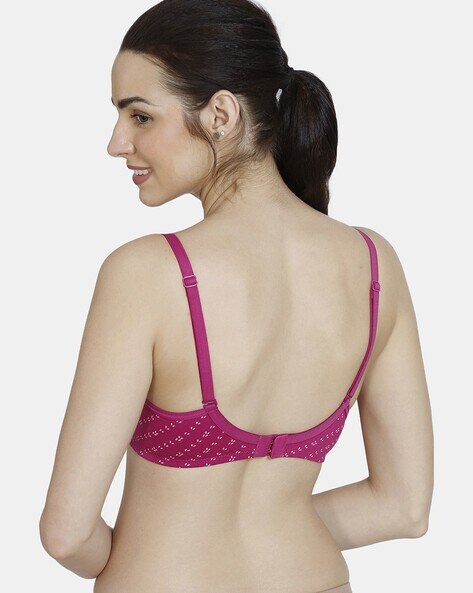 Buy Zivame Rosaline Double Layered Non Wired 3-4th Coverage T-Shirt Bra -  Pink Print online