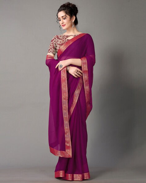 Satin silk Saree with Heavy Sequence Embroidery work Blouse-