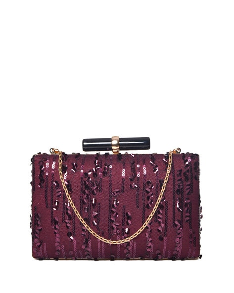 ESBEDA Wine Red Color Crocodile Textured Printed Handbag For Women