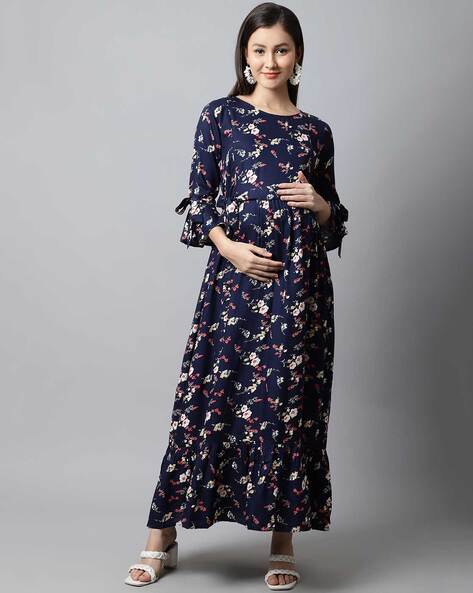 Silk & Lace Maternity Evening Gown -