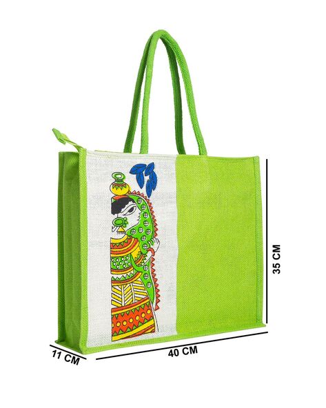 Peacock Printed Designer Print Jute Bag