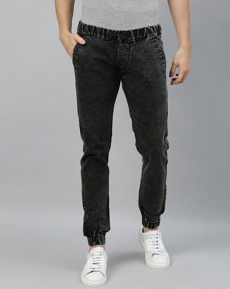 Plain Regular Fit Mens Black Rugged Jeans