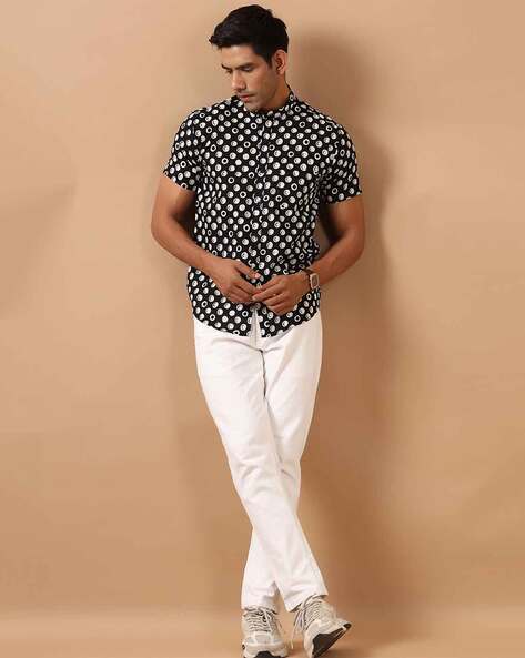 Buy Black Polka Dotted Cotton Half Sleeve Shirt Online, Tistabene -  Tistabene