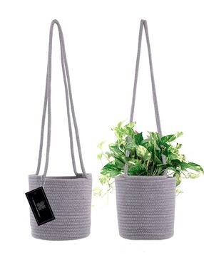 textile and beyond Set of 2 Rope Basket Wall Hanging Pots-picture-38