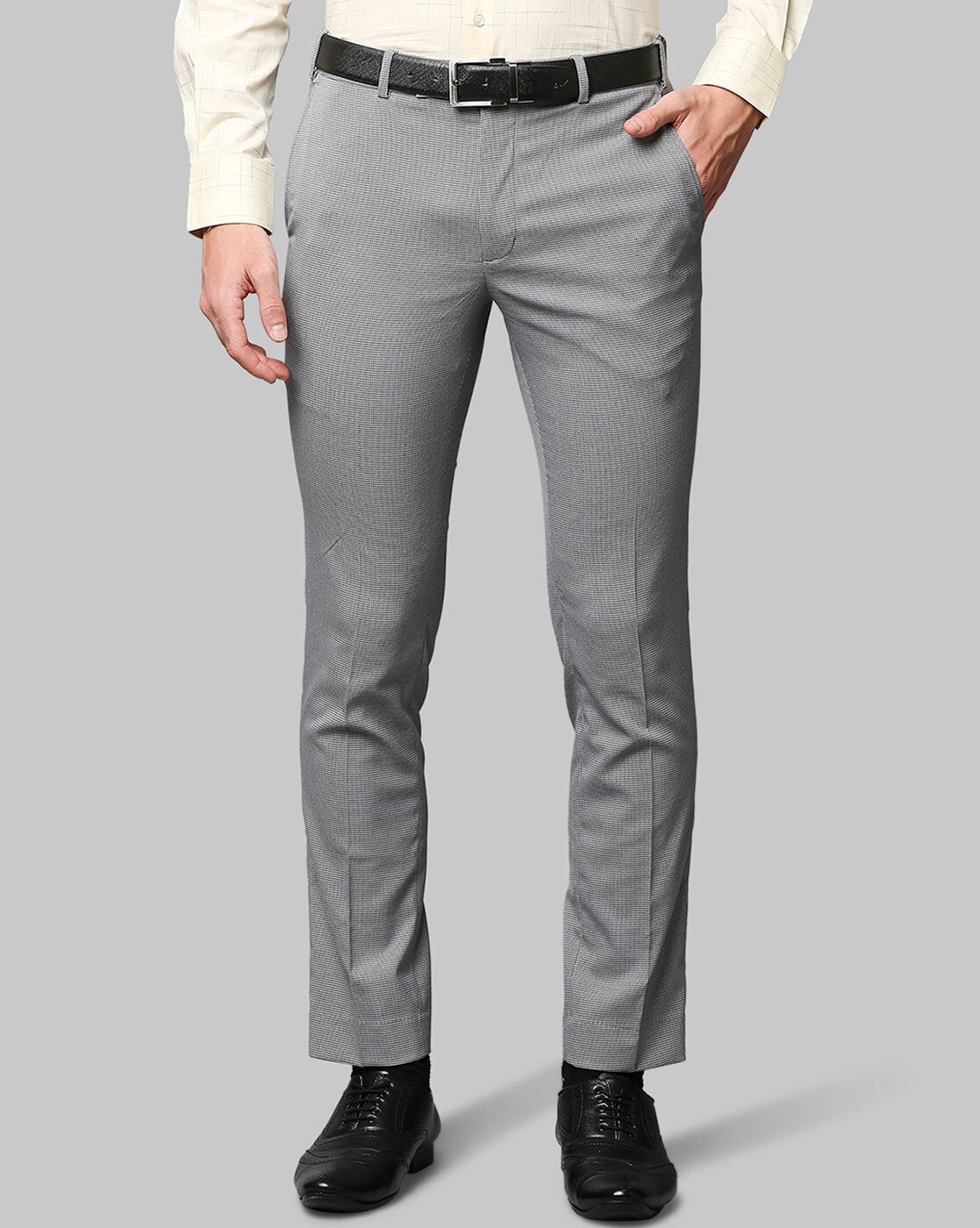 Buy Park Avenue Navy Mid Rise Slim Fit Trousers for Men Online  Tata CLiQ