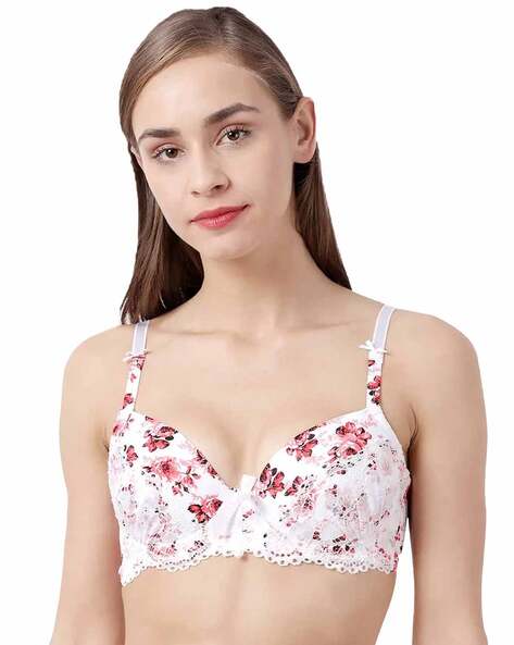 Buy SHYAWAY Women's Padded Wired Comfort Seamless Floral Printed T