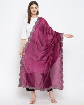 clora creation Embellished Woven Dupatta-picture-14