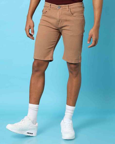 Mens tan hot sale denim shorts