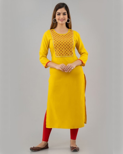 Buy Mustard Kurtas for Women by NISHABD Online