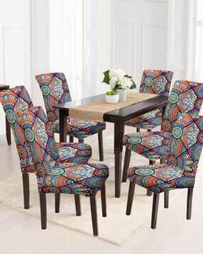 Pack of 6 Abstract Print Chair Slip Covers-image-44