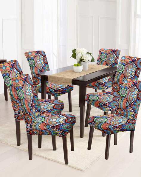 Cortina Eyelet Curtain Pack of 6 Abstract Print Chair Slip Covers