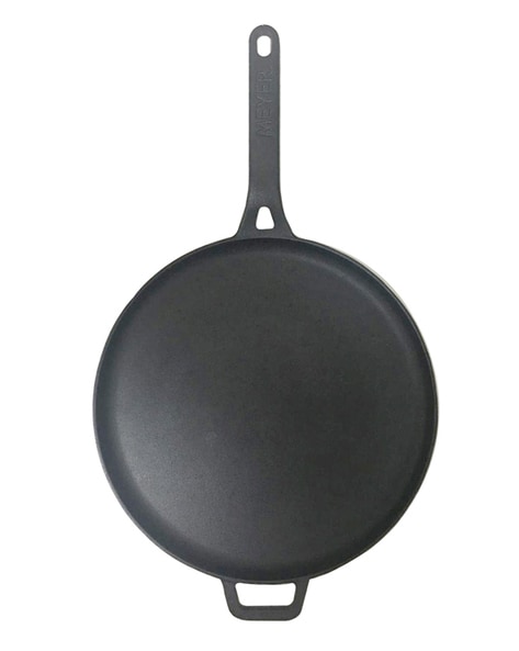 M&M-Meyer Pre-Seasoned Non-stick Cast Iron Tawa, 26 cm, Black