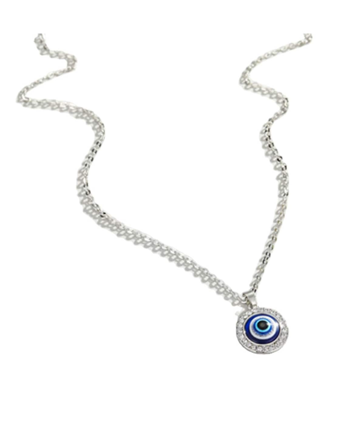 Buy AYESHA Evil Eye Circular Mini Pendant Silver-Toned Dainty Necklace |  Shoppers Stop
