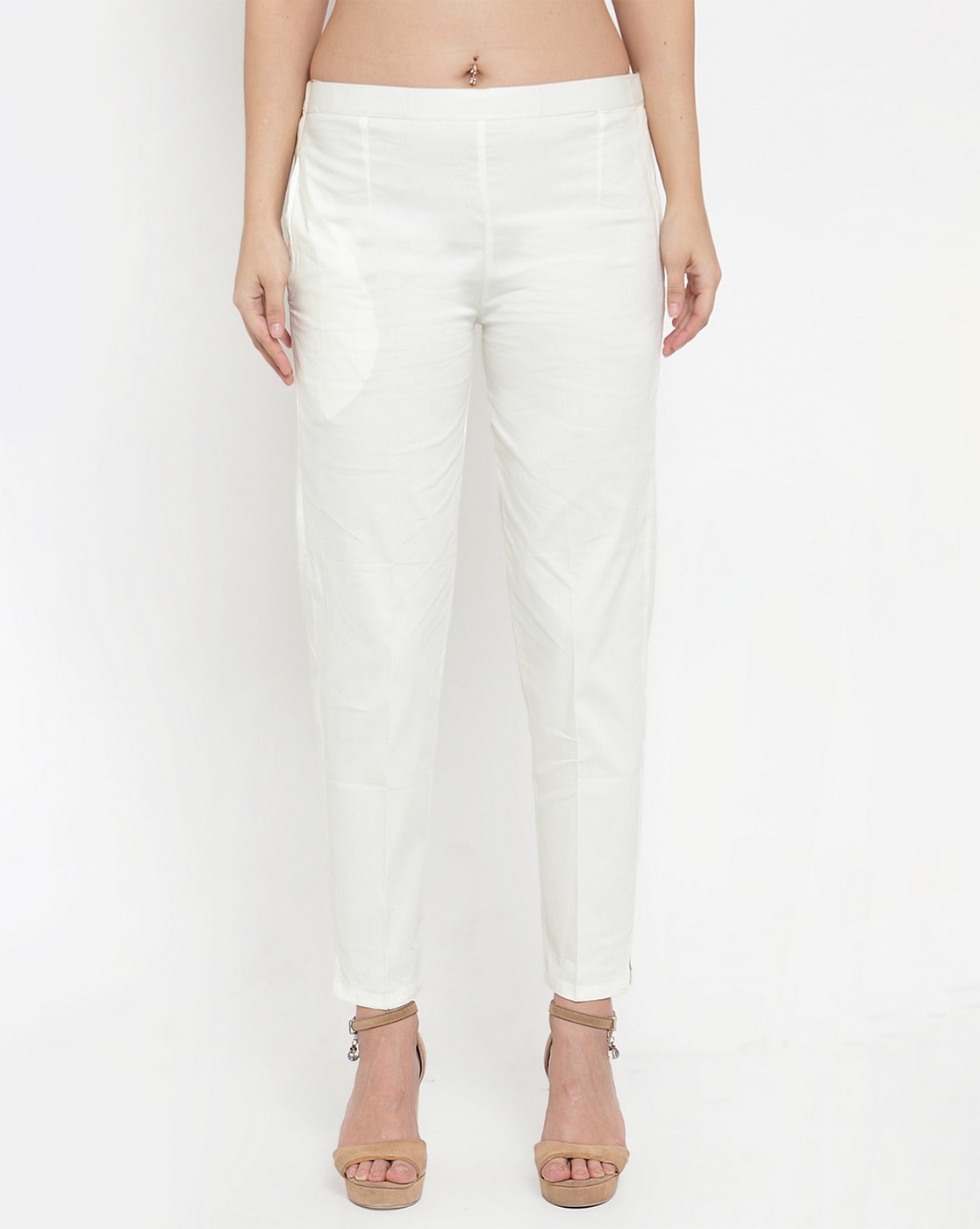 Indian White Long And High Rise Cotton Ladies Trousers With 2 Pockets For  Daily Wear at Best Price in Indore  Pari Collection