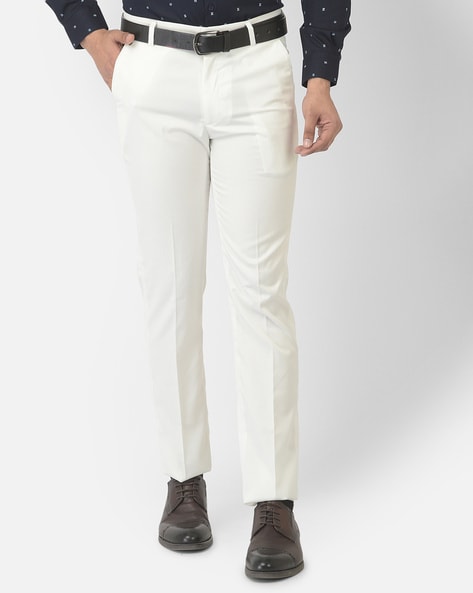 Buy Louis Philippe White Slim Fit Trousers for Mens Online @ Tata CLiQ