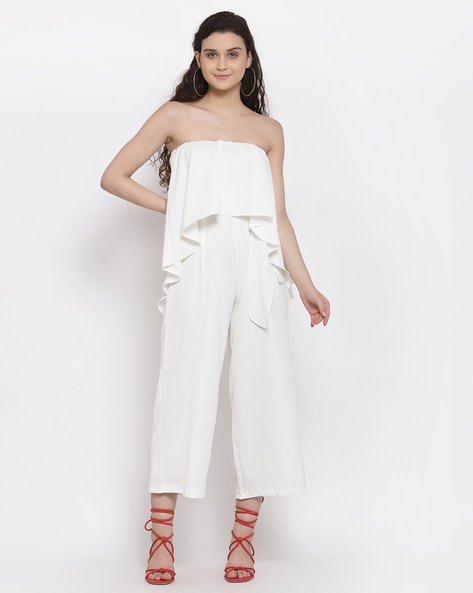 Off the shoulder store white jumpsuit