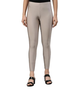 Go Colors Women Silver-Colored Solid Ankle-Length Leggings Price in India,  Full Specifications & Offers