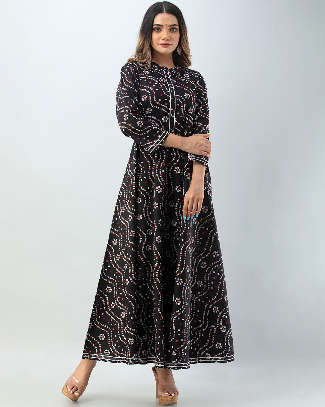 Buy online Black Floral Printed Fit & Flare Gown from ethnic wear for Women  by Koodii Designer for ₹1099 at 54% off