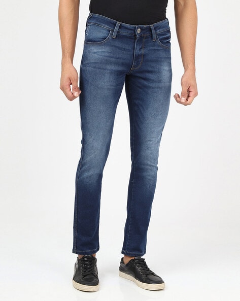 Wrangler Mid-Wash Low-Rise Skinny Jeans