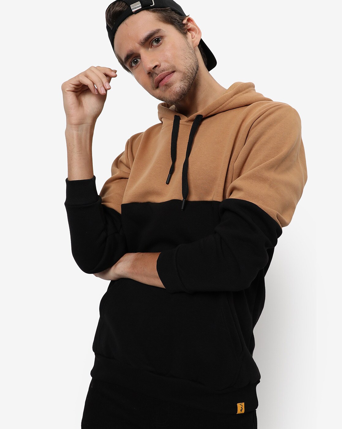 Buy Tan Black Sweatshirt Hoodies for Men by Campus Sutra