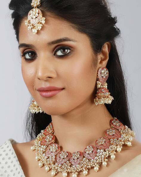 Gold Finish Choker Necklace Set With Kundan Polki Design by Swabhimann  Jewellery at Pernia's Pop Up Shop 2024