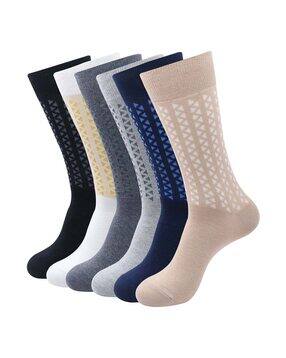 balenzia Pack of 6 Geometric Print Mid-Calf Length Socks-picture-20