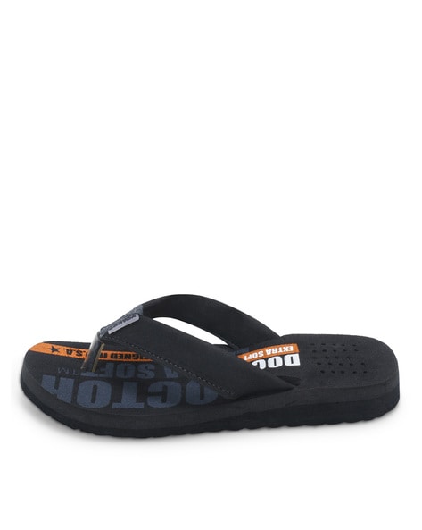 Brand Print Thong Strap Flip Flops