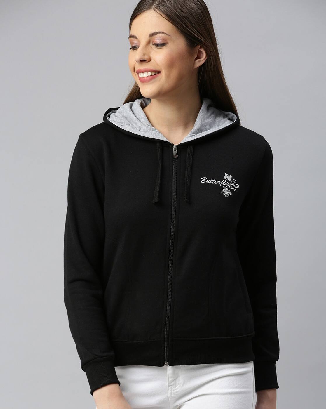 Buy Black Sweatshirt u0026 Hoodies for Women by ADBUCKS Online | Ajio.com