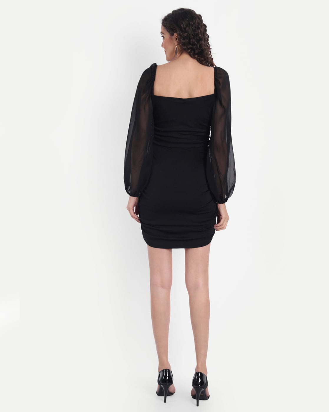 Cute Black Mini Dress - Velvet Mini Dress - Sheer Mesh Dress - Lulus