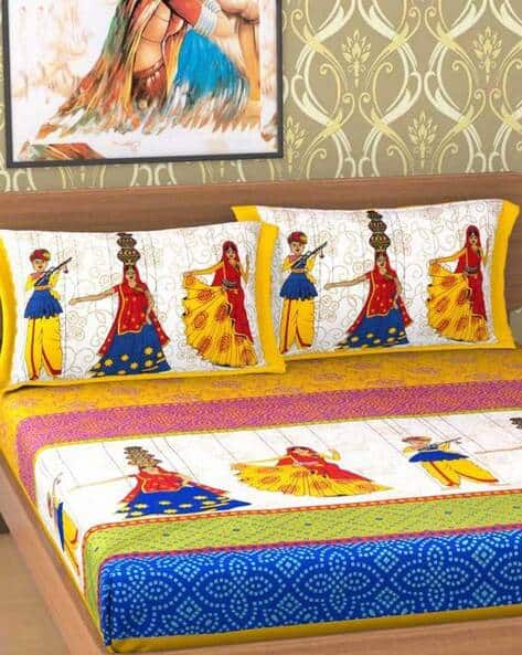 120 TC Cotton Double Bedsheet with 2 Pillow Covers