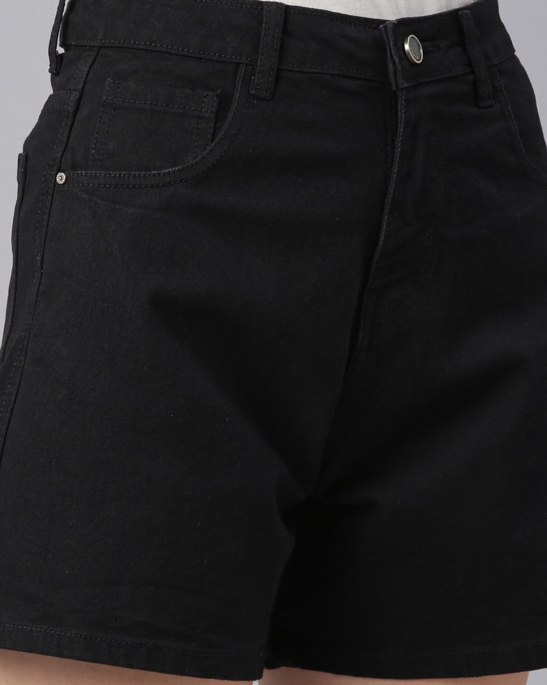 Black Button Up High Waist Denim Shorts - Buy Fashion Wholesale in