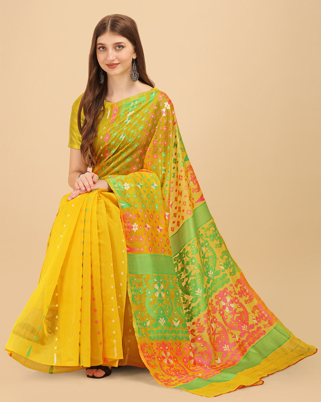 Buy Yellow Sarees for Women by Parevdee Online | Ajio.com