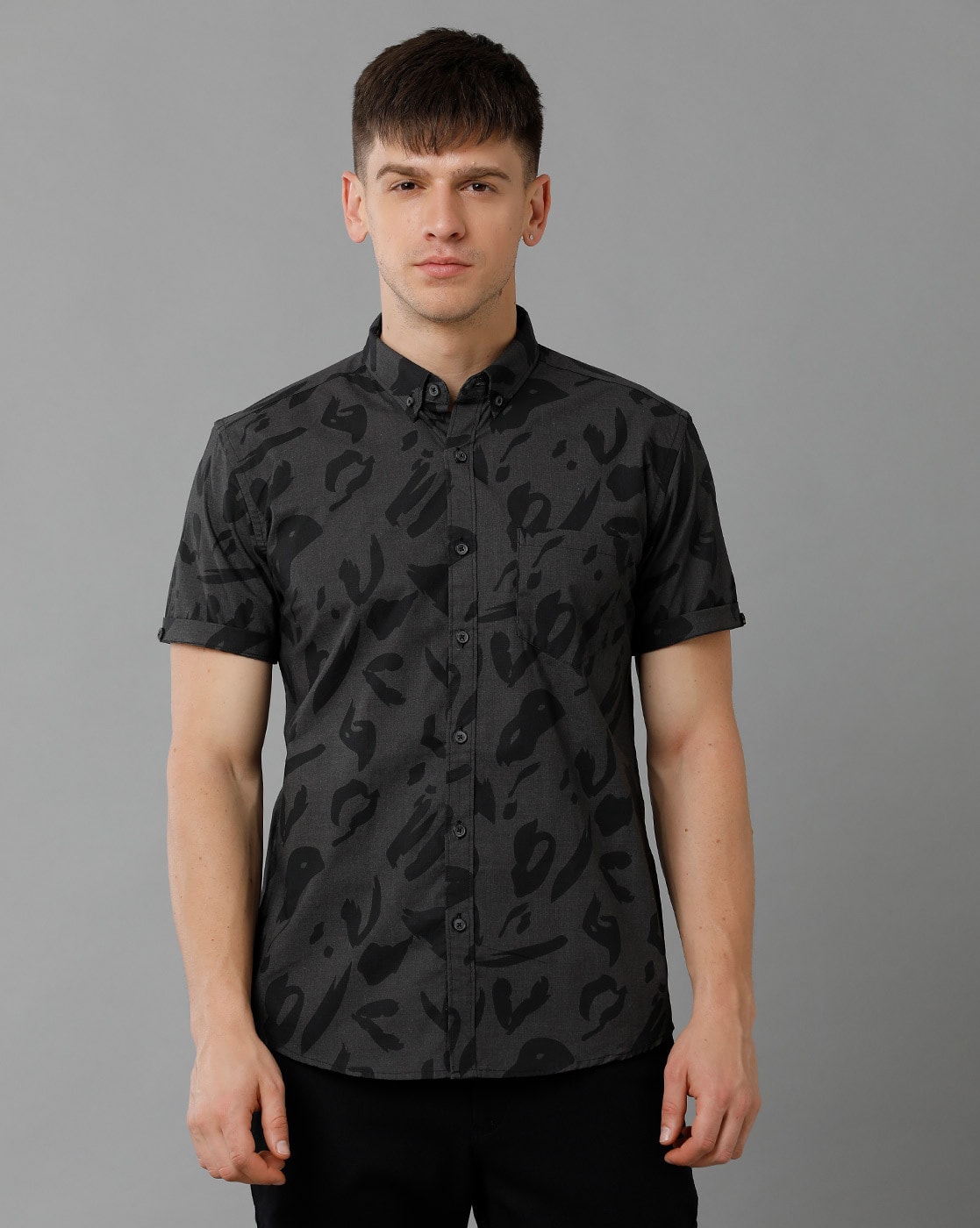 Men Camouflage Print Slim Fit Shirt