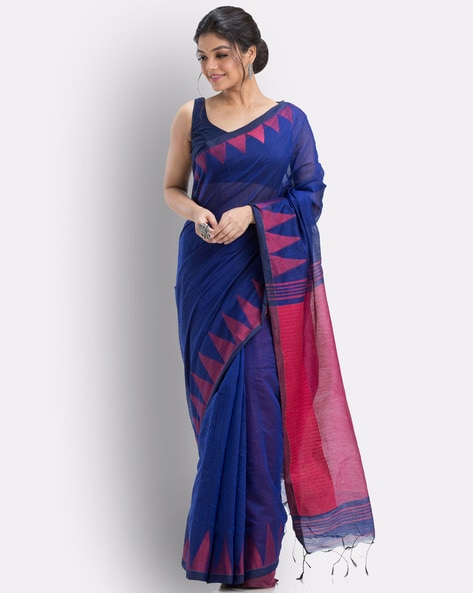 Blue Handloom Cotton Saree – ShopBollyWear.Com